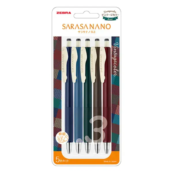 Zebra Pens - Sarasa Nano 0.3mm - Vintage Colours - Set A