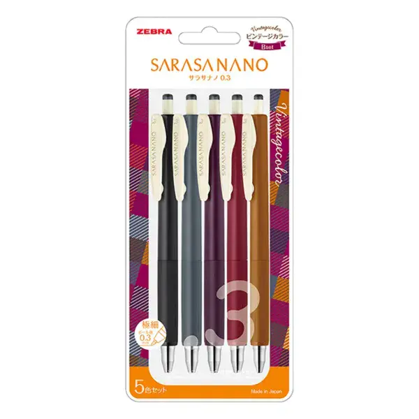 Zebra Pens - Sarasa Nano 0.3mm - Vintage Colours - Set B