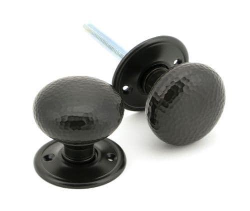 From The Anvil 46034 Aged Bronze Hammered Mushroom Mortice/Rim Knob Set