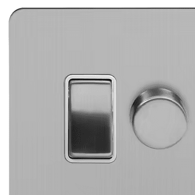 Brushed Chrome Flat Plate Switch & Dimmer Combinations