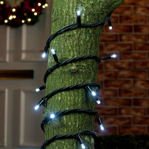 ConnectPro MV001 White Outdoor 5m LED String Lights, Connectable, Black Rubber Cable