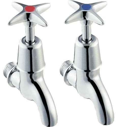 Deva 095X Chrome Cross Handle Wall Mounted Bib Taps