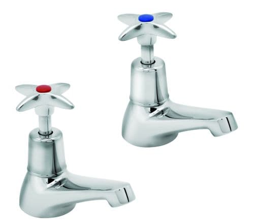 Deva 181X Chrome Cross Handle Hot & Cold Basin Taps (pair)