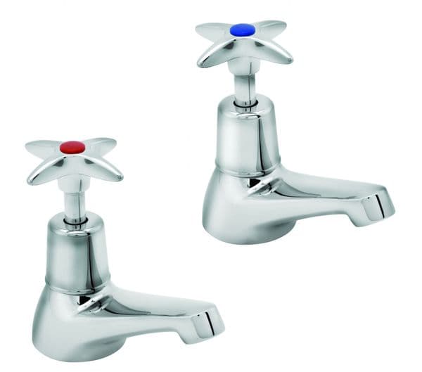 Deva 181X Chrome Cross Handle Hot & Cold Basin Taps (pair)