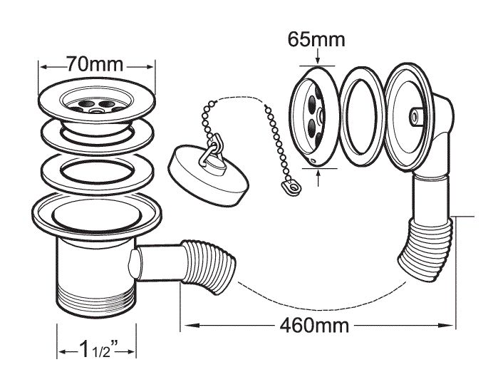 Deva BTW404/017 Chrome Bath Tidy Waste with Parking Plug & Chain