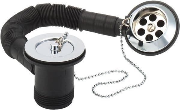 Deva BTW404/017 Chrome Bath Tidy Waste with Parking Plug & Chain