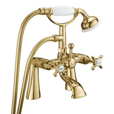 Deva CR23/501 Coronation Traditional Gold Pillar Mounted Bath Shower Mixer Tap