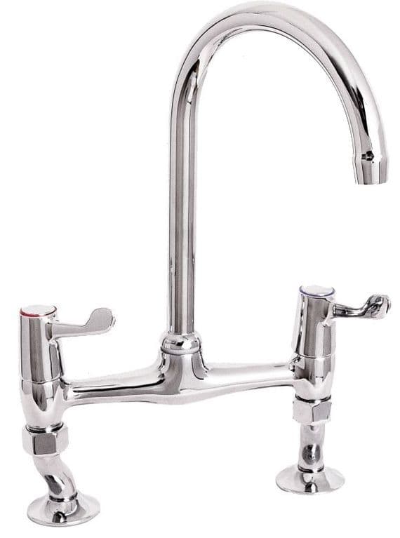 Deva DLT305B Chrome Adjustable Pillar Bridge Kitchen Sink Mixer Tap 3