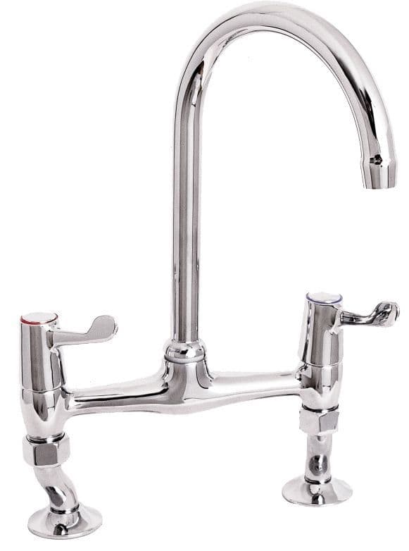 Deva DLT305B Chrome Adjustable Pillar Bridge Kitchen Sink Mixer Tap 3" Levers