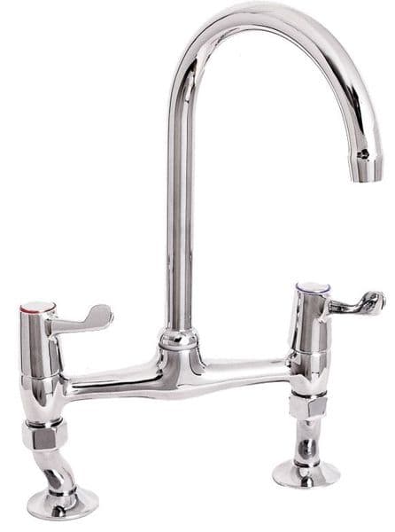 Deva DLT305B Chrome Adjustable Pillar Bridge Kitchen Sink Mixer Tap 3