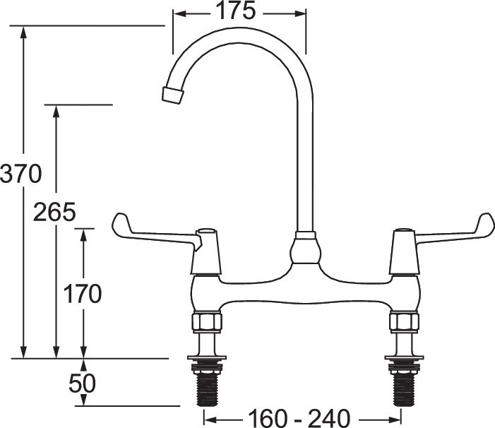Deva DLV305B Chrome Adjustable Pillar Bridge Sink Mixer Kitchen Tap 6
