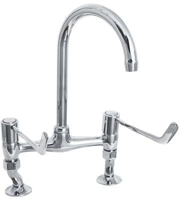 Deva DLV305B Chrome Adjustable Pillar Bridge Sink Mixer Kitchen Tap 6