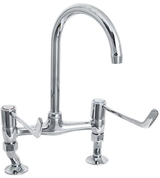 Deva DLV305B Chrome Adjustable Pillar Bridge Sink Mixer Kitchen Tap 6