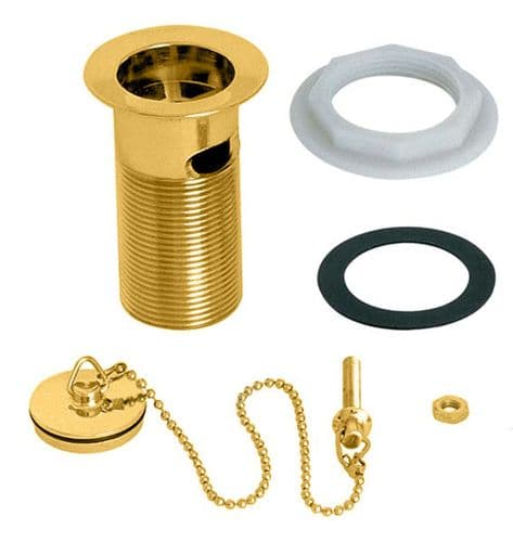 Deva DW300/501 Slotted Gold Basin Waste with Gold Metal Plug & Gold Chain