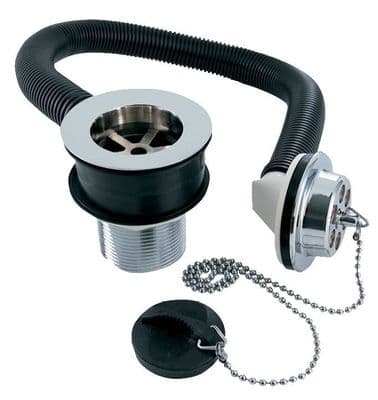Deva DW404/017 Chrome Bath Waste with Overflow & Metal Plug & Chain