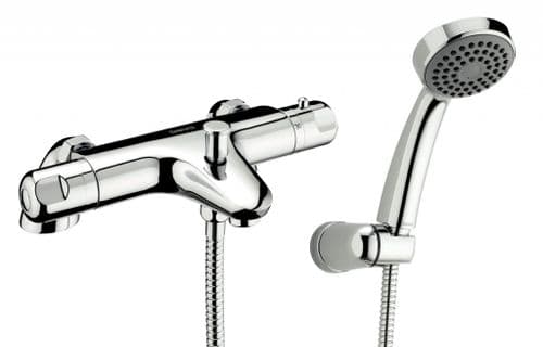 Deva DYN106 Thermostatic Chrome Pillar Mounted Bath Shower Mixer Tap