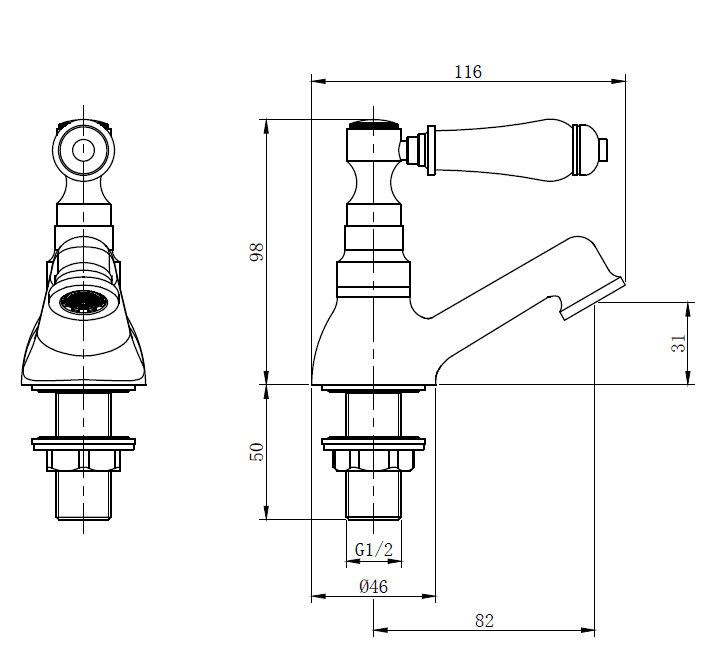 Deva GE01 Georgian Chrome Basin Hot & Cold Traditional Lever Taps