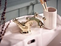 Deva GE04/501 Georgian Traditional Lever Gold Mono Basin Mixer Tap with Pop Up Waste