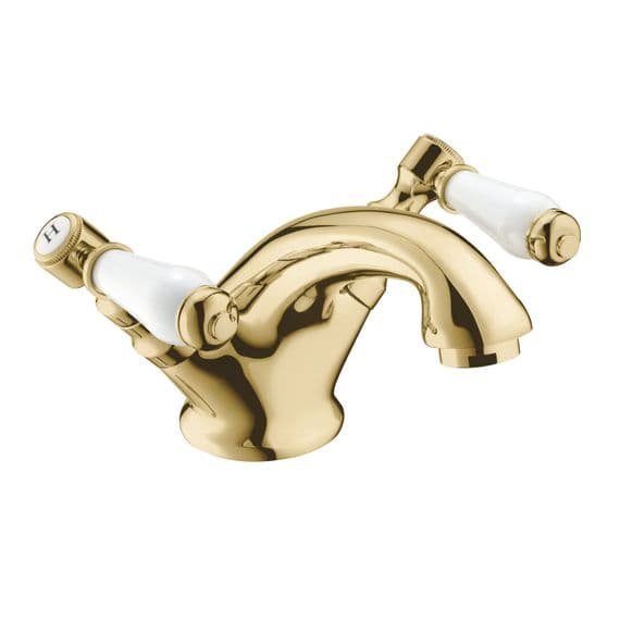 Deva GE04/501 Georgian Traditional Lever Gold Mono Basin Mixer Tap with Pop Up Waste