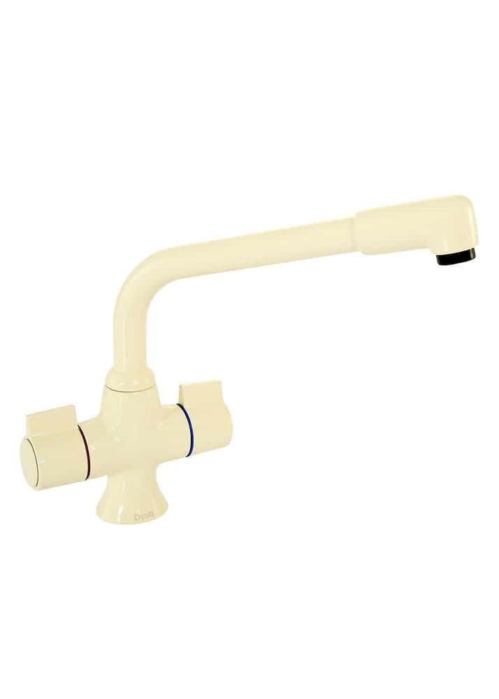 Deva SMS172/004 Sauris Beige Mono Kitchen Sink Mixer Tap with Divided Flow