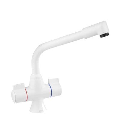 Deva SMS172/005 Sauris White Mono Kitchen Sink Mixer Tap with Divided Flow