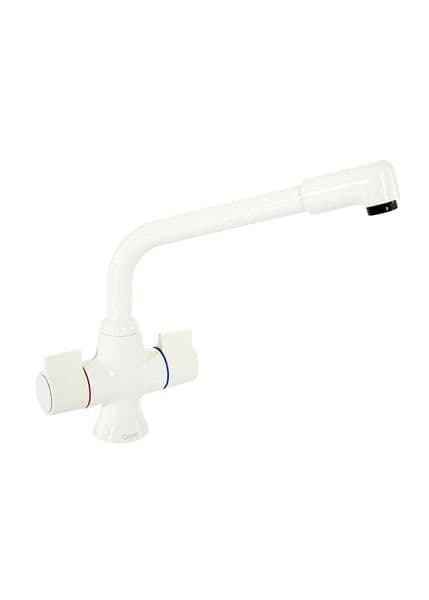 Deva SMS172/005 Sauris White Mono Kitchen Sink Mixer Tap with Divided Flow