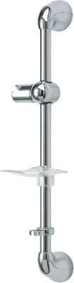 Deva SPE12 Chrome Shower Sliding Riser Rail with Hose Retainer & Soap Dish