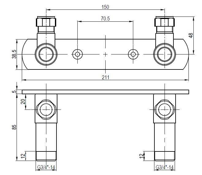 Deva SPE16 Rear Wall Brass Fixing Plate