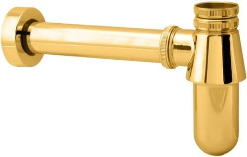 Deva TCP625/501 Gold Plated Traditional Basin Waste Bottle Trap & Gold Pipe