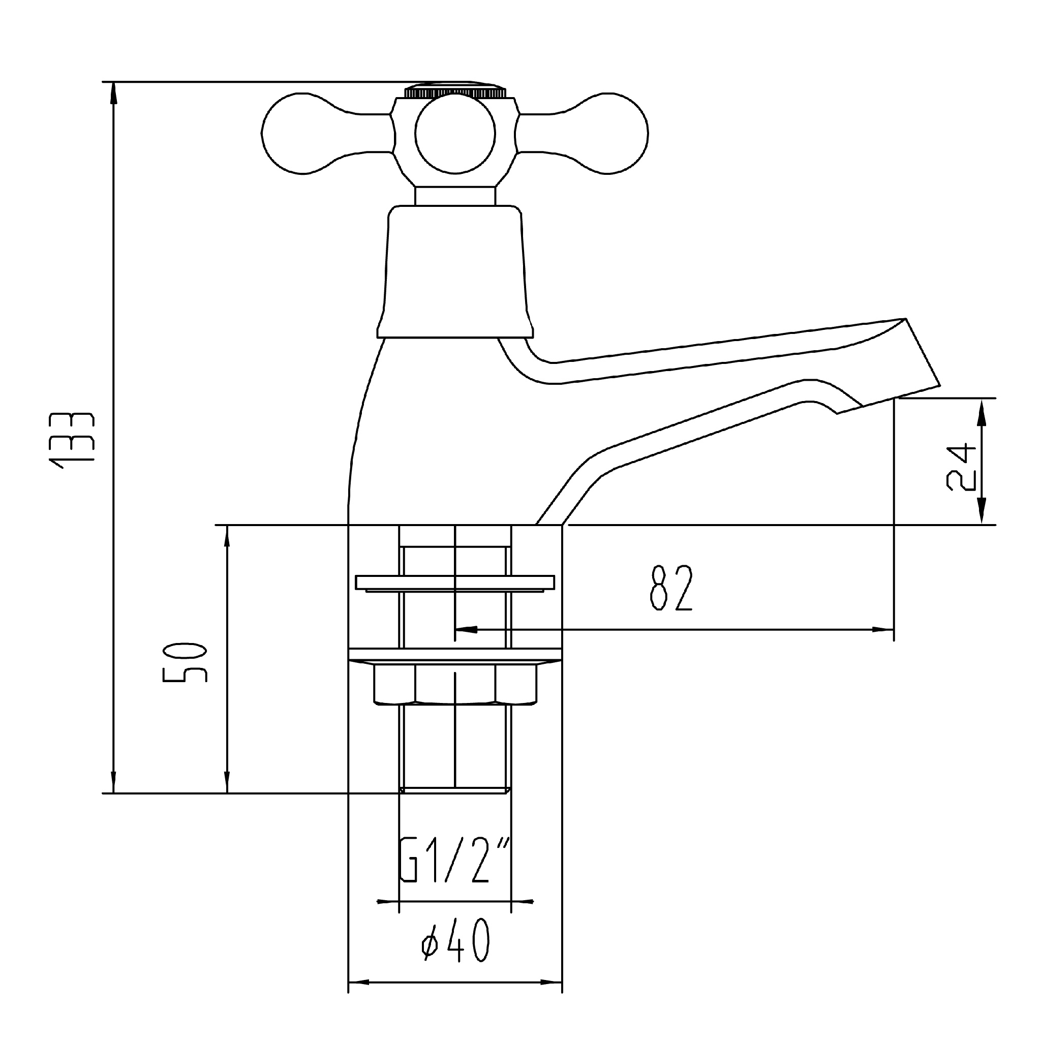 Deva TUD01 Tudor Chrome Basin Hot & Cold Traditional Taps