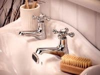 Deva TUD01 Tudor Chrome Basin Hot & Cold Traditional Taps