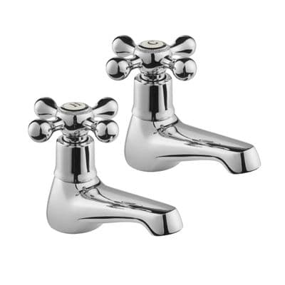Deva TUD01 Tudor Chrome Basin Hot & Cold Traditional Taps