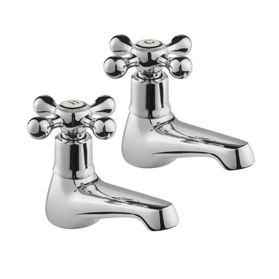 Deva TUD01 Tudor Chrome Basin Hot & Cold Traditional Taps