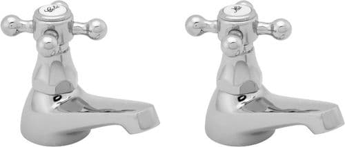 Deva TUD01 Tudor Chrome Basin Hot & Cold Traditional Taps