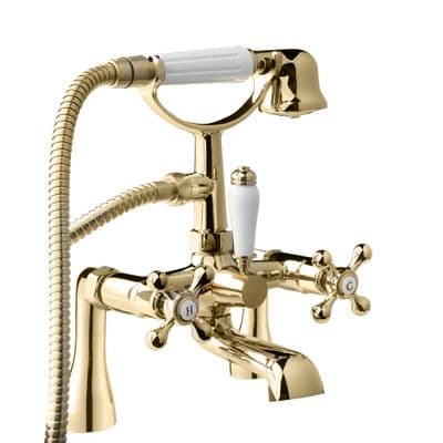 Deva TUD03/501 Tudor Traditional Gold Bath Shower Mixer Tap