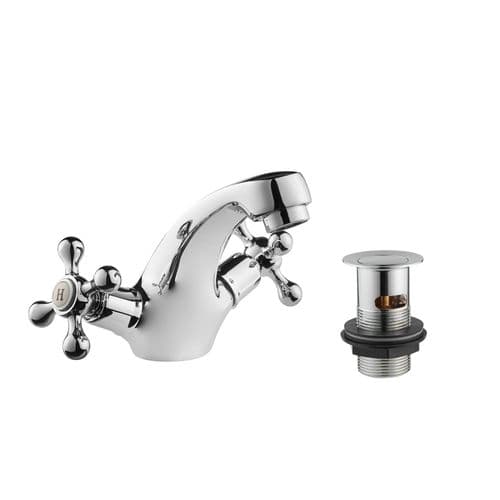 Deva TUD113 Tudor Chrome Traditional Mono Basin Mixer Tap with Pop Up Waste