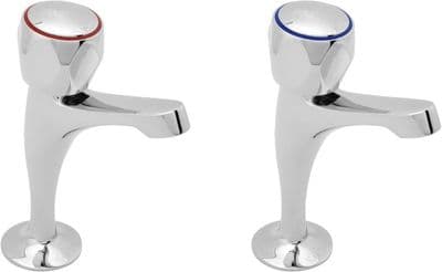Deva VR103 Vitality Round Handle Chrome Kitchen Pillar Sink Taps (pair)