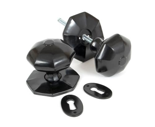 From The Anvil 33065 Black Large Octagonal Mortice/Rim Knob Set