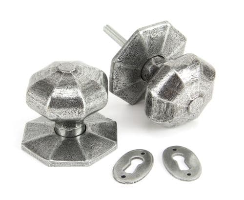 From The Anvil 33066 Pewter Large Octagonal Mortice/Rim Knob Set