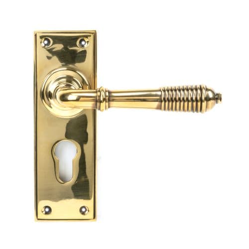 From The Anvil 33085 Aged Brass Reeded Lever Euro Set