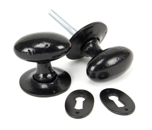 From The Anvil 33251 Black Oval Mortice/Rim Knob Set