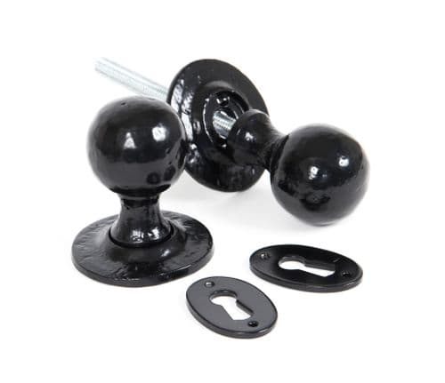 From The Anvil 33252 Black Round Mortice/Rim Knob Set