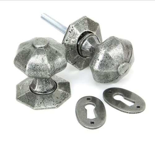 From The Anvil 33643 Pewter Octagonal Mortice/Rim Knob Set