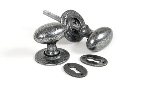 From The Anvil 33644 Pewter Oval Mortice/Rim Knob Set