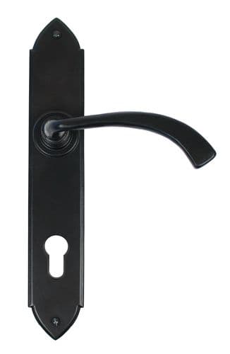 From The Anvil 33764 Black Gothic Curved Lever Espag. Lock Set