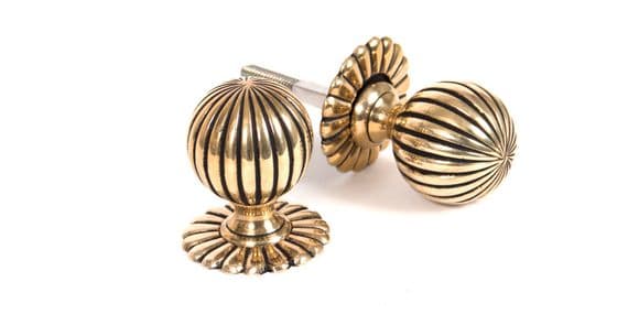 From The Anvil 39010 Aged Brass Flower Mortice/Rim Knob Set