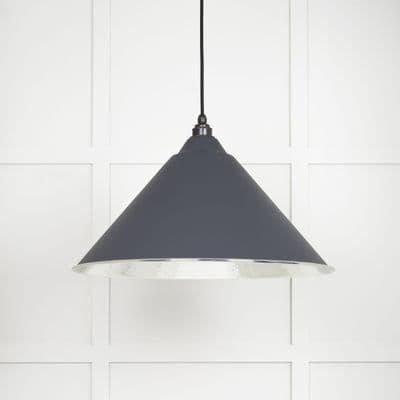 From The Anvil 45433SL Hammered Nickel Hockley Pendant in Slate