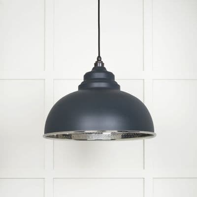 From The Anvil 45472SO Hammered Nickel Harborne Pendant in Soot