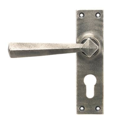 From The Anvil 45760 Antique Pewter Straight Lever Euro Lock Set