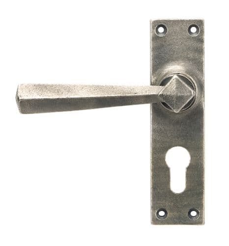 From The Anvil 45760 Antique Pewter Straight Lever Euro Lock Set